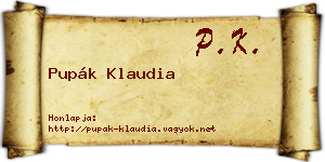 Pupák Klaudia névjegykártya
